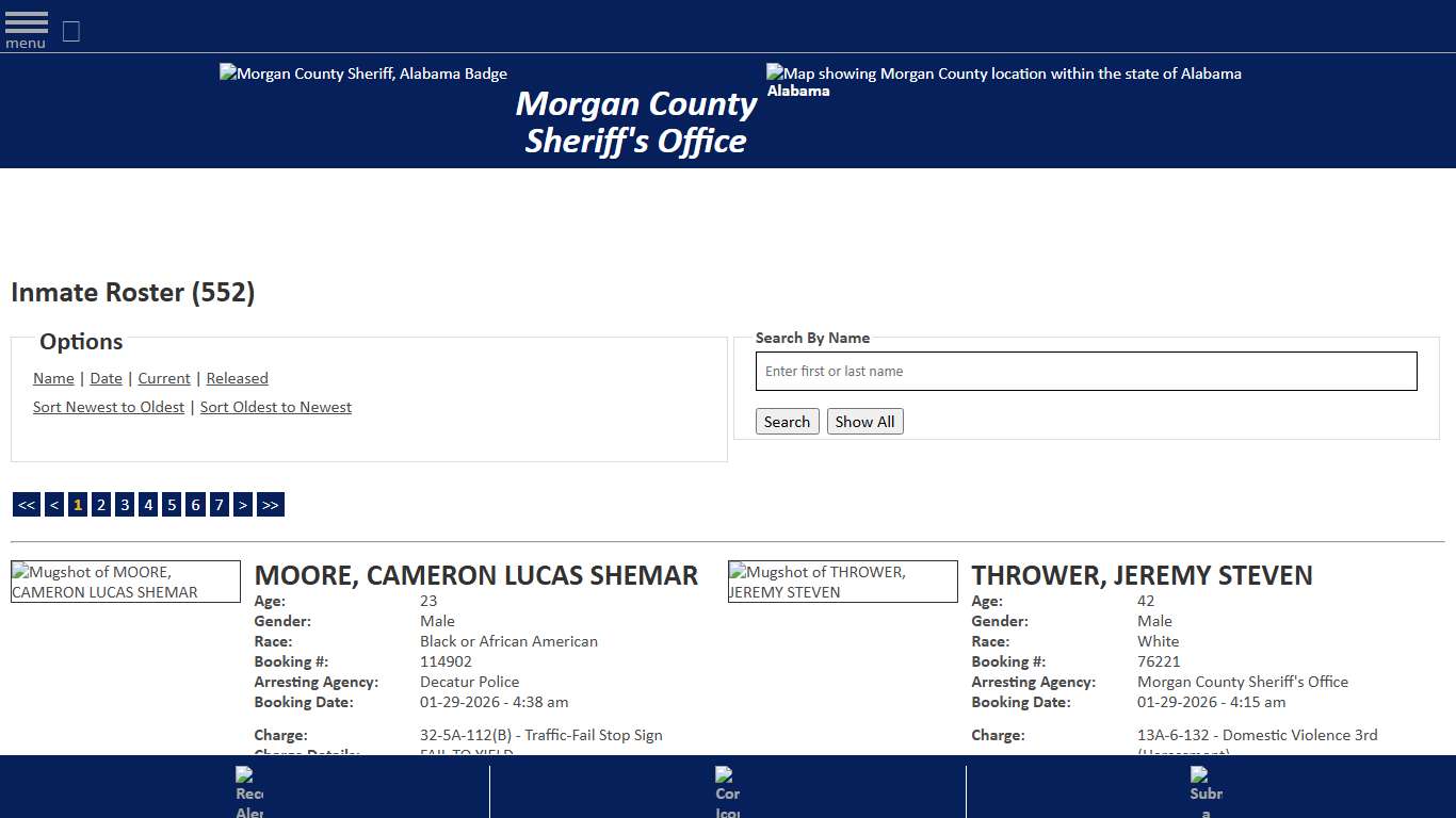 Inmate Roster - Current Inmates Booking Date Descending - Morgan County Sheriff, Alabama